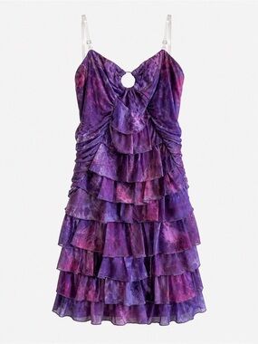 Sister Party Purple Ruffle Cocktail Dress Womens Medium Strapless Mini